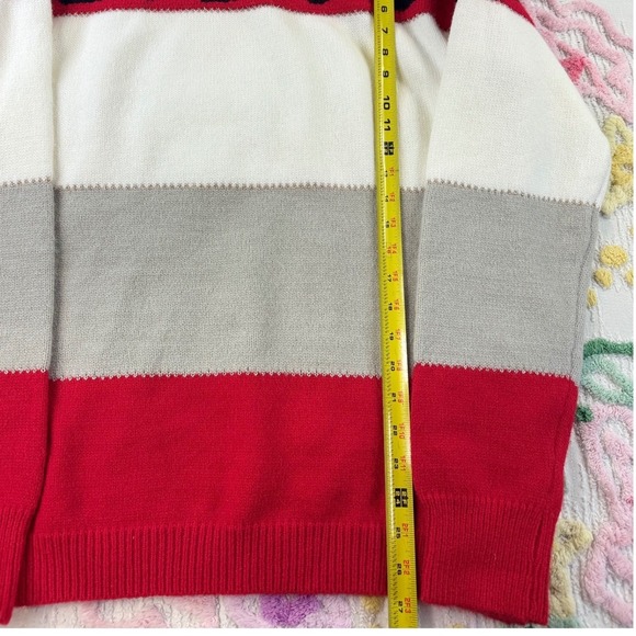 Mazik Womens Colorblock Leopard Print Knit Sweater Red White Grey MK8051 Size M - Picture 6 of 9